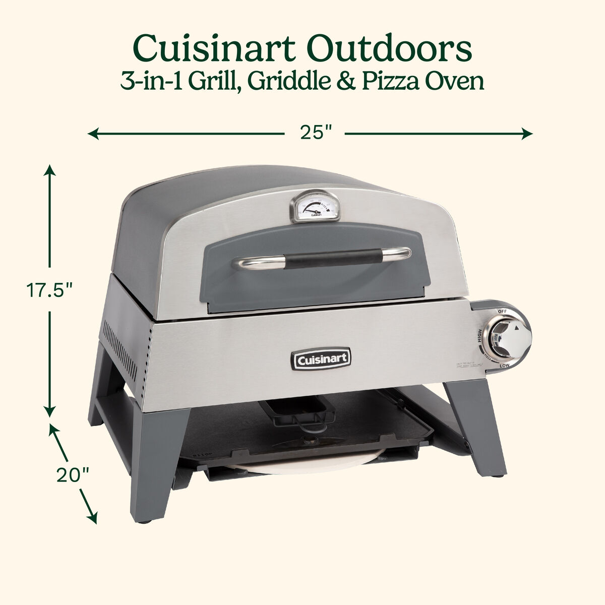 3-in-1 Grill, Griddle, and Pizza Oven | Cuisinart Portables
